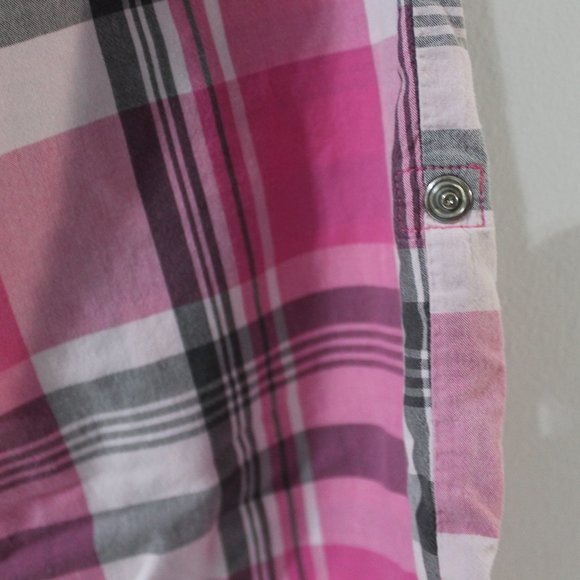 💖 OLD NAVY Intimates Cotton Pajama Pants Sz Small Roll Tab Pink Plaid - Picture 3 of 8